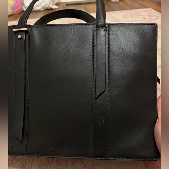 Cole Haan Black Leather Structured Tote Handbag - Picture 8 of 16